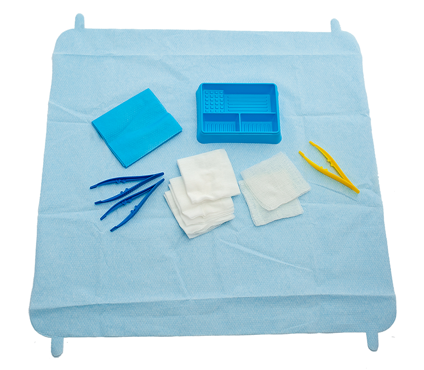 basic dressing pack with non-woven and gauze swabs & laminated towel