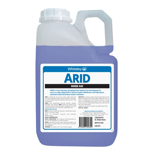 Whiteley Arid Rinse Aid Mildly Acidic Wide Neck 5 Litres