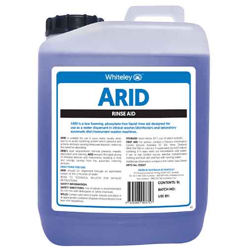 Whiteley Arid Rinse Aid Mildly Acidic Squat 5 Litres