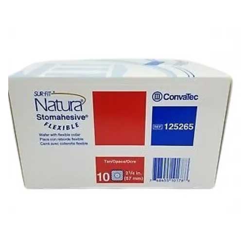 Natura Wafer Two-Piece Stomahesive With Flexible Tan Collar Skin Barrier 57mm