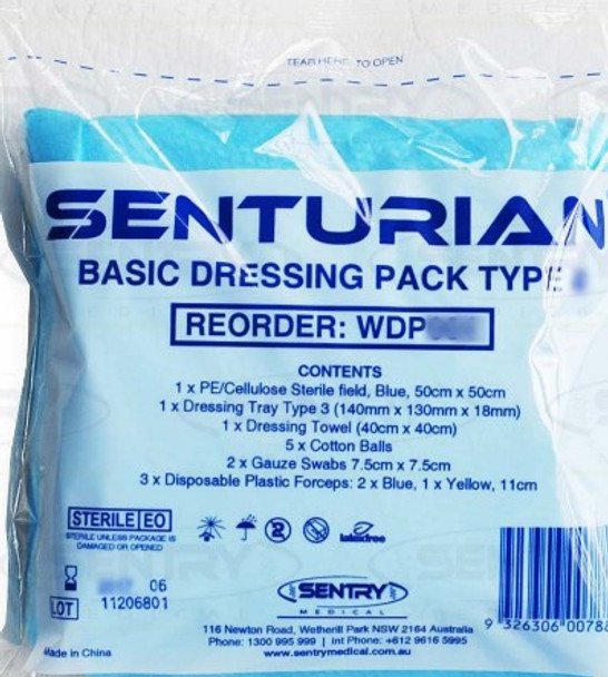 Dressing Pack Sentry non woven swab st ea