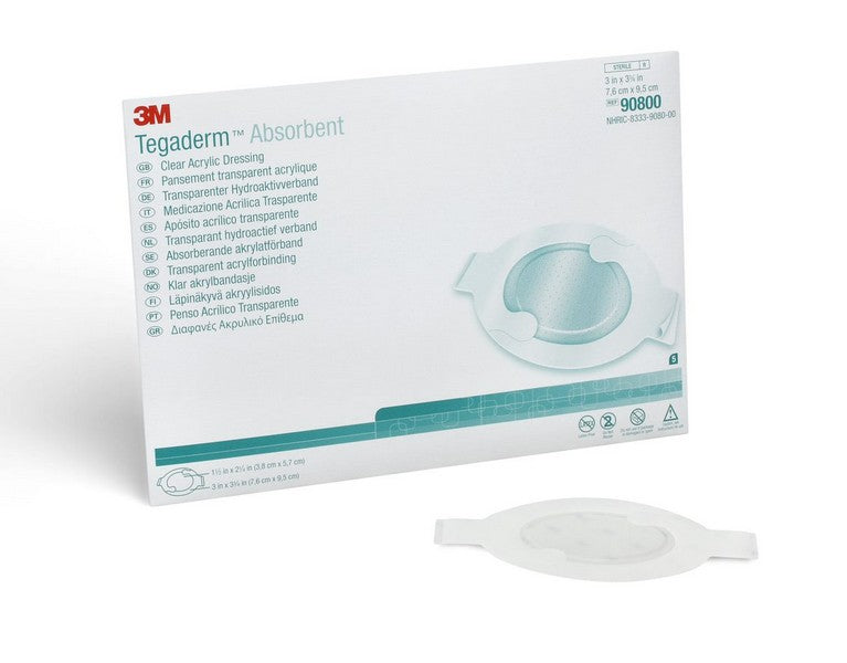 3M Tegaderm Absorb Clr Acrylic 7.6cmx9.5cm Oval 10