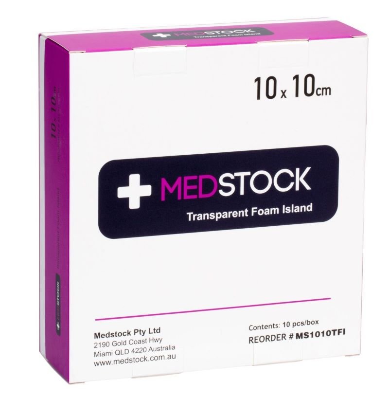 Medstock Transparent Foam Island 10cmx10cm box/10