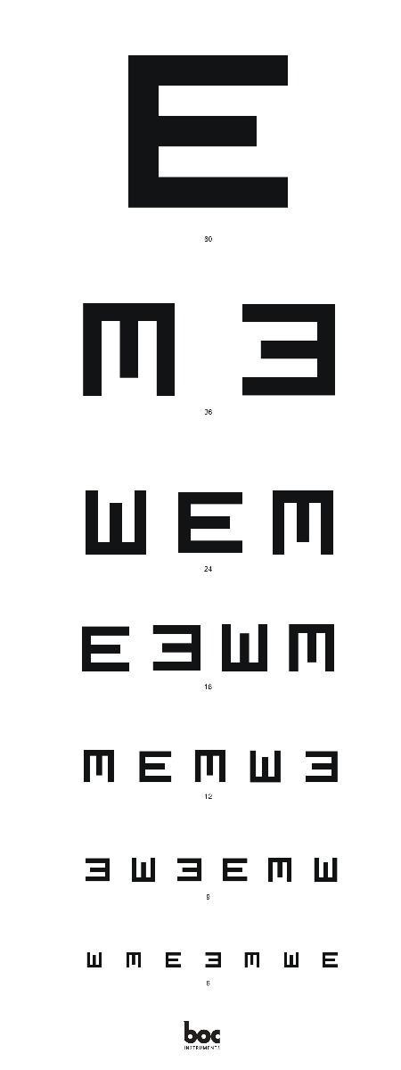 byand eye charts e's / direct 3mtr