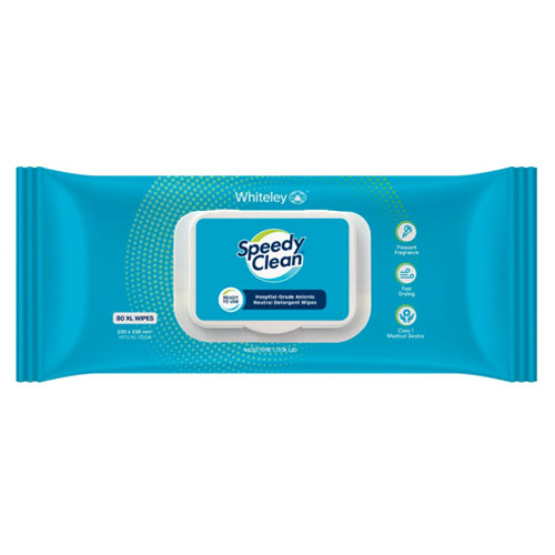 Whiteley Speedy Clean Hospital Grade Anionic Neutral Detergent Wipes Flat Pack