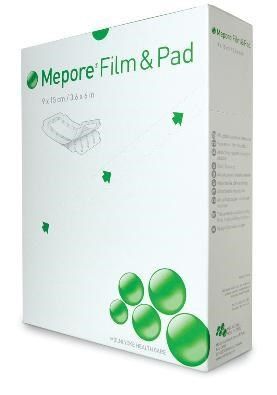 mepore adherent film dressing with pad / 5x7cm oval / box of 85