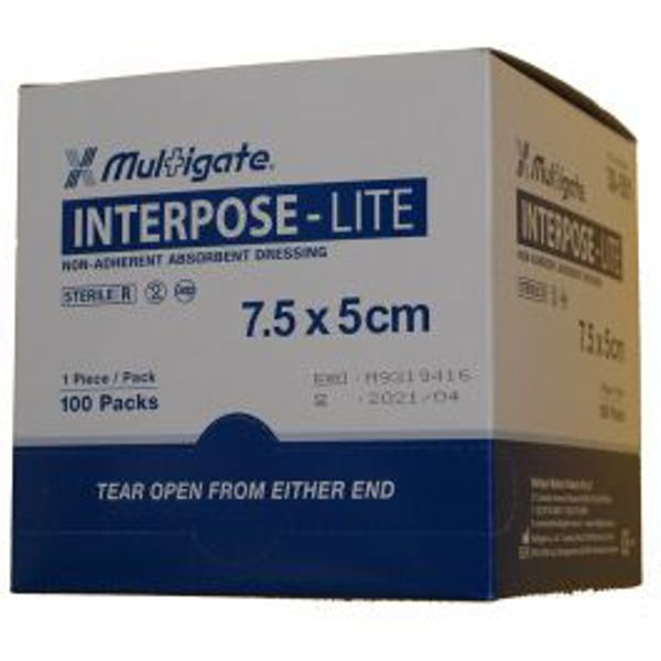 multigate interpose lite non-adherent dressing / 7.5 x 7.5cm / box of 100