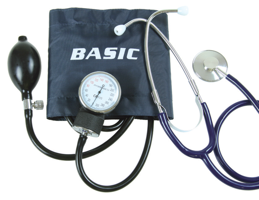 aneroid sphygmomanometer with stethoscope