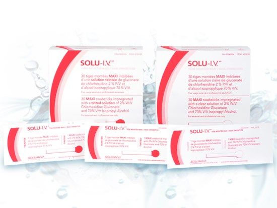 solu-iv swabstick clear / 2% chg 70% / box of 30