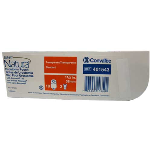 Sur-Fit Natura Urostomy Pouch Standard Comfort Panel Transparent Accuseal 38mm