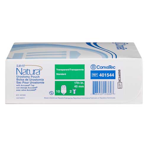 Sur-Fit Natura Urostomy Pouch Standard Comfort Panel Transparent Accuseal 45mm