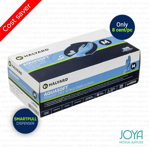 Halyard Aquasoft Nitrile Powder-Free Medium Examination Gloves Box of 300