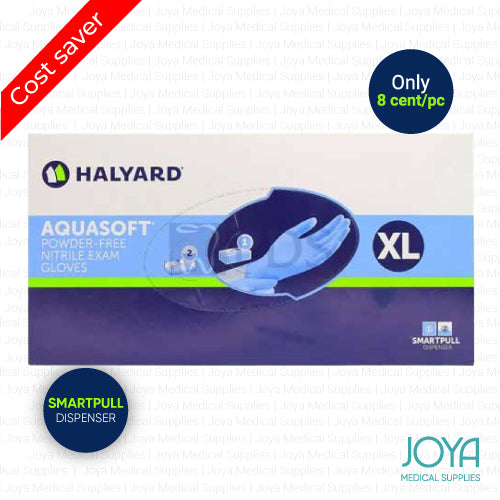 Halyard Aquasoft Nitrile Powder-Free X-Large Examination Gloves Box of 250