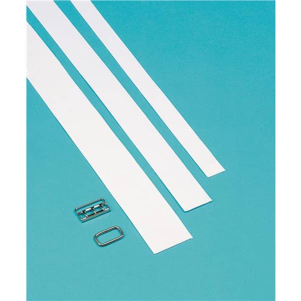 Polyester Webbing, Non-Elastic, White, 50mm x 23m Roll with 25 Metal Buckles