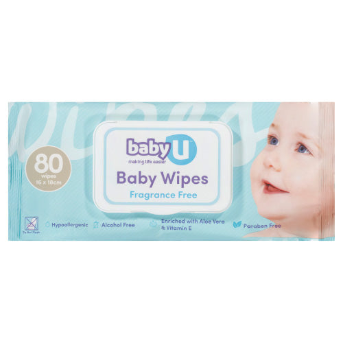 Baby U Wipes Fragrance Free 80pk