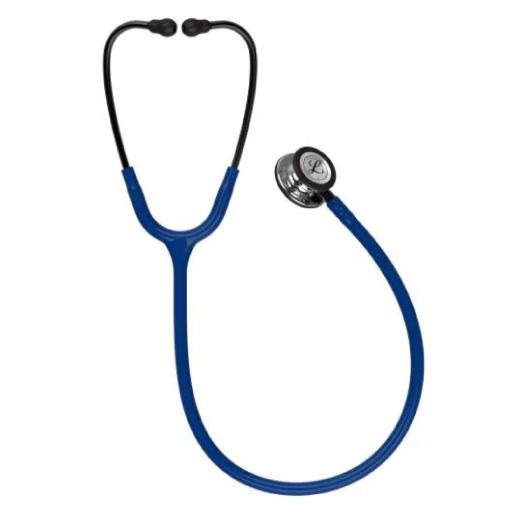 3M Littmann Classic III Stethoscope With Mirror Finish Chestpiece; Navy Blue Tube; Smoke Stem And Headset