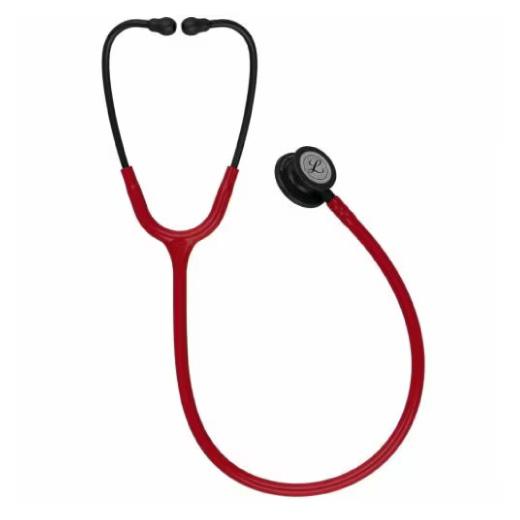 3M Littmann Classic III Stethoscope With Special Edition Black-Finish Chestpiece Stem And Headset With Burgundy Tube