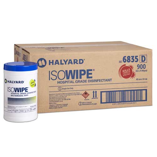 Halyard Isowipe Bactericidal Wipes Canister 42cmx14cm