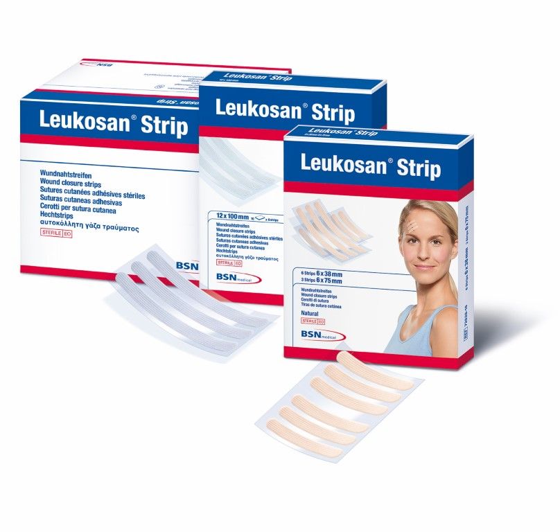 leukosan strip / sterile / 6mm x 38mm / white / pouches of 6 strips / box of 50