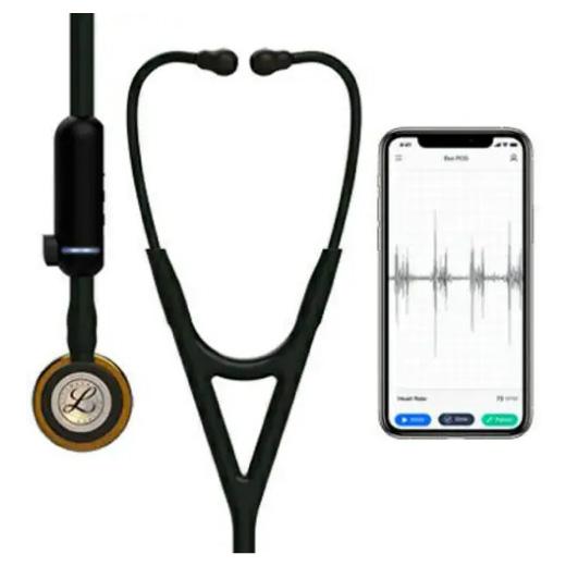 3M Littmann CORE Digital Stethoscope With High Polish Copper Chestpiece; Black Tube; Stem And Headset, 27 inch