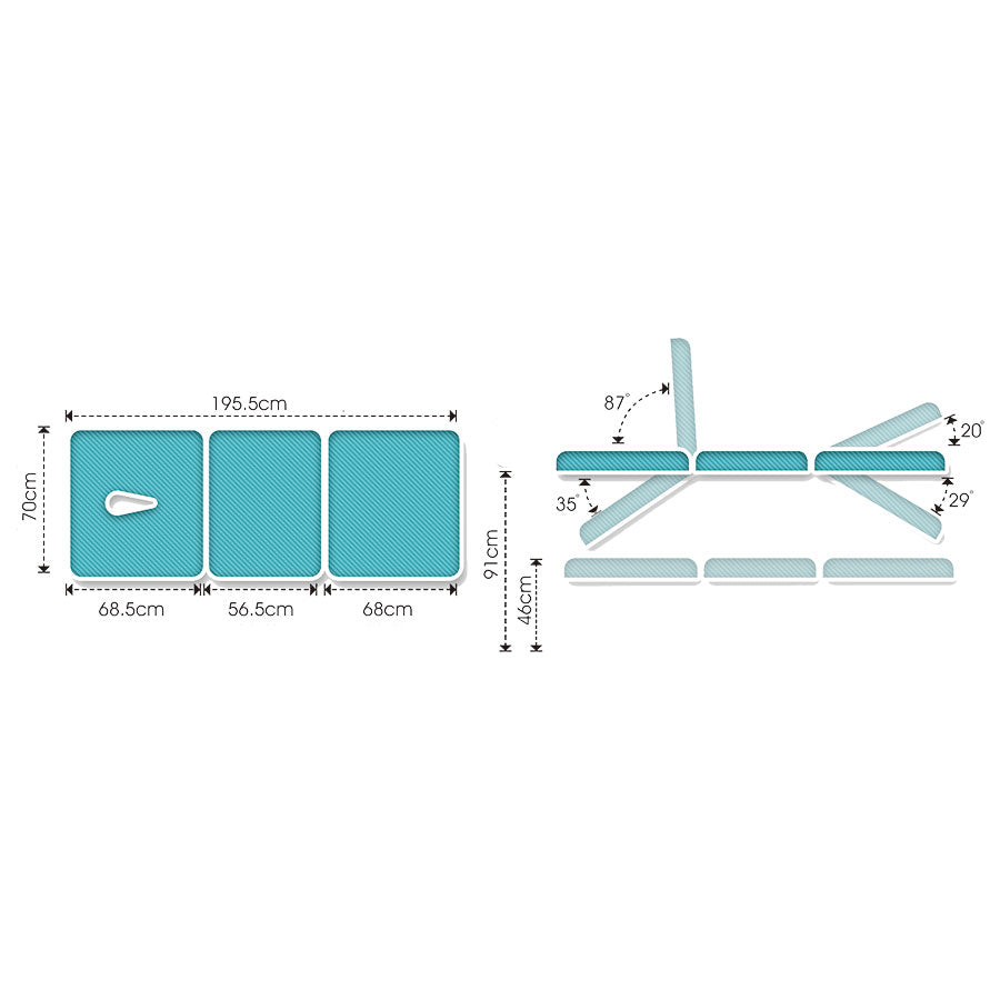 AllCare Preston Variable Height 3 Section Table