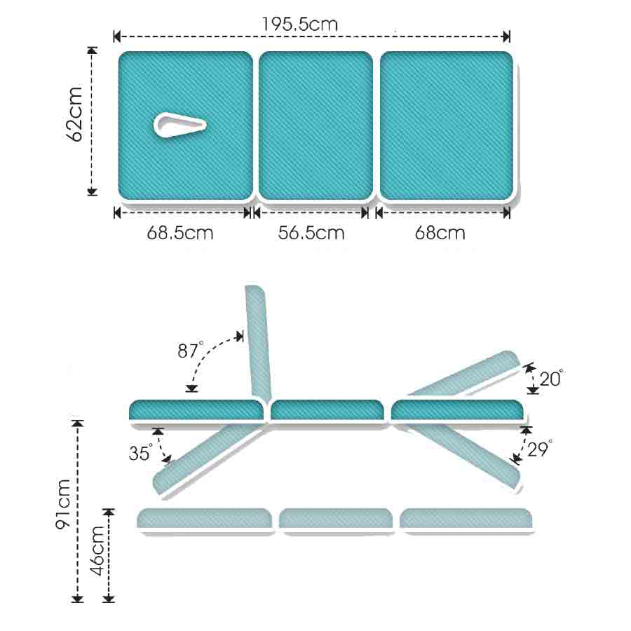 AllCare Preston Variable Height 3 Section Table