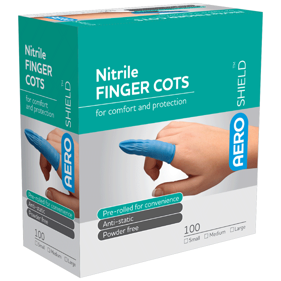 Aeroshield Nitrile Finger Cots X-Large Box/100