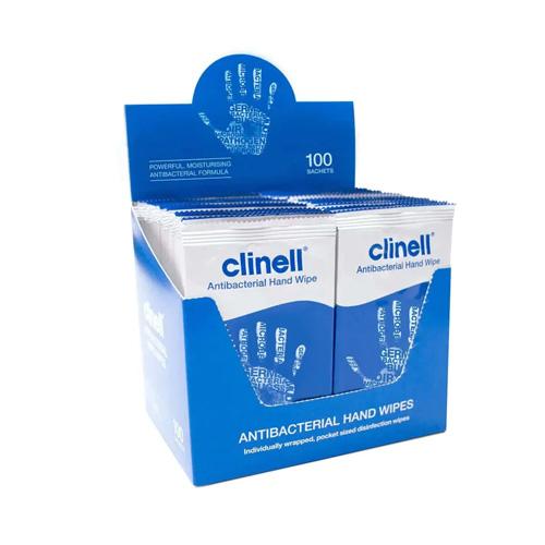 Clinell Antibacterial Hand Wipes Singles (100)