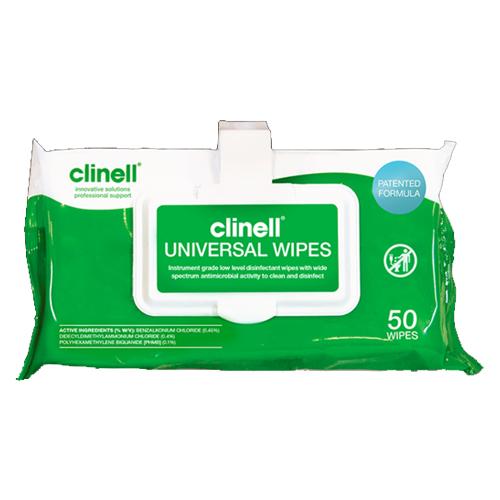 Clinell Universal Wipes Clip Pack of 50