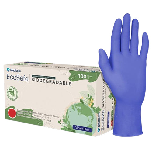 EcoSafe Biodegradable Nitrile Gloves Powder-Free Large Violet Blue
