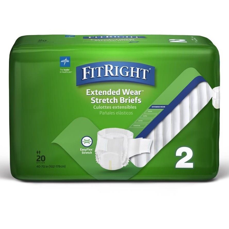 Medline Fitright Extended Wear Stretch Brief Size 2 80