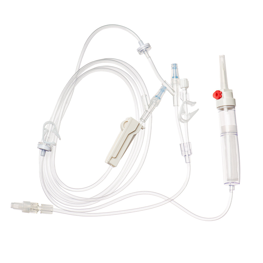 M Devices Transfusion Set With 2 NeutralSite And 2 Non-Return Valve 6cm Side Arm 251cm