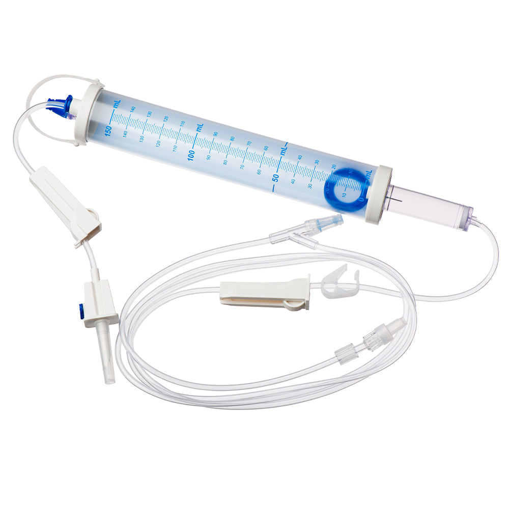 M Devices Burette 150ml 60 Drops ml Infusion Line Needless Access Site Safety Shutoff Valve 230cm