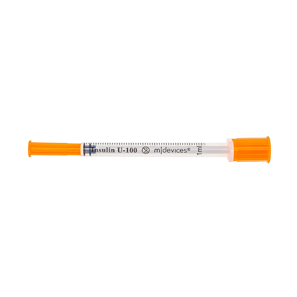 M Devices Insulin Syringe With Standard Fixed Needle 1ml 29G x 13mm