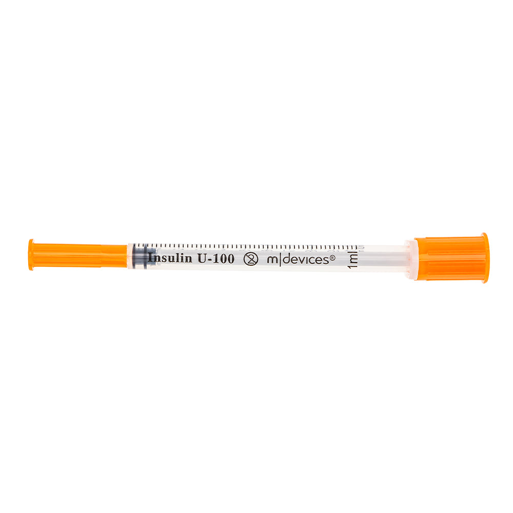 M Devices Insulin Syringe With Standard Fixed Needle 1ml 29G x 8mm