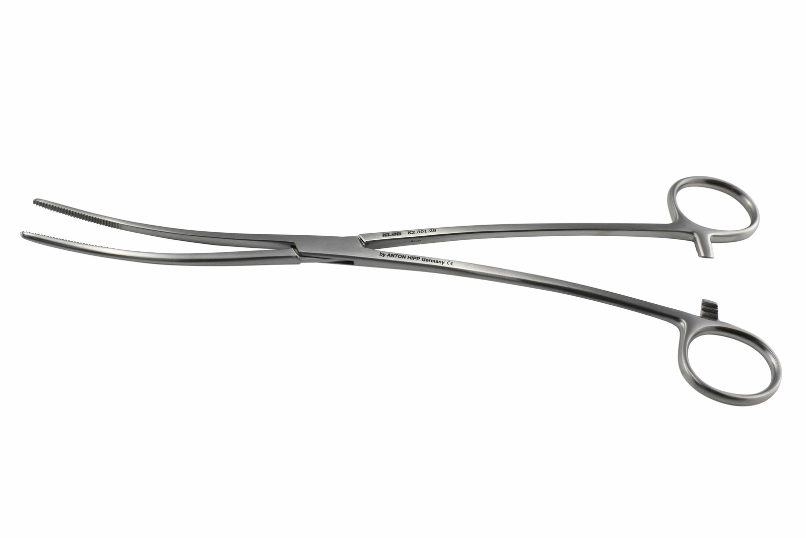 KLINI Uterine Forceps Bozemann dressing serrated curved 25cm