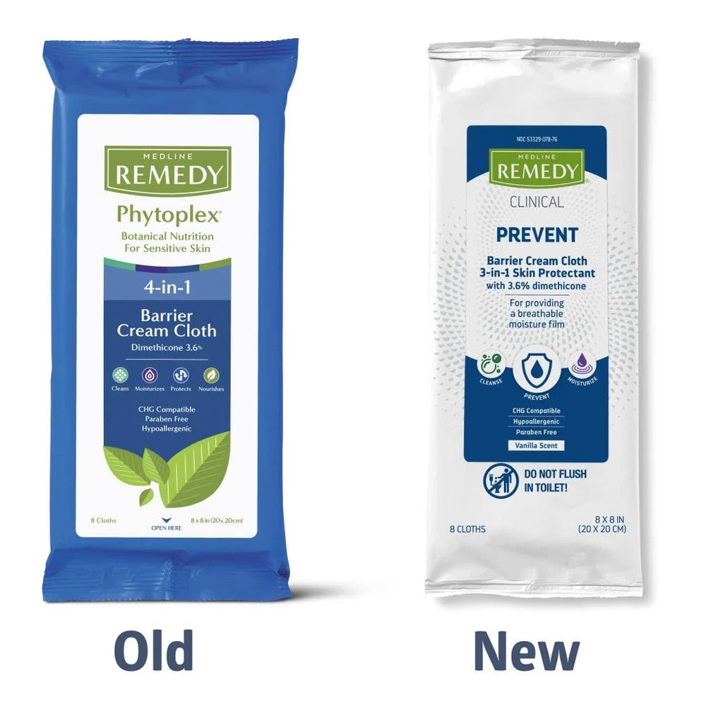Medline Remedy Clinical Prevent Barrier Cream Cloth 3-in-1 Skin Protectant