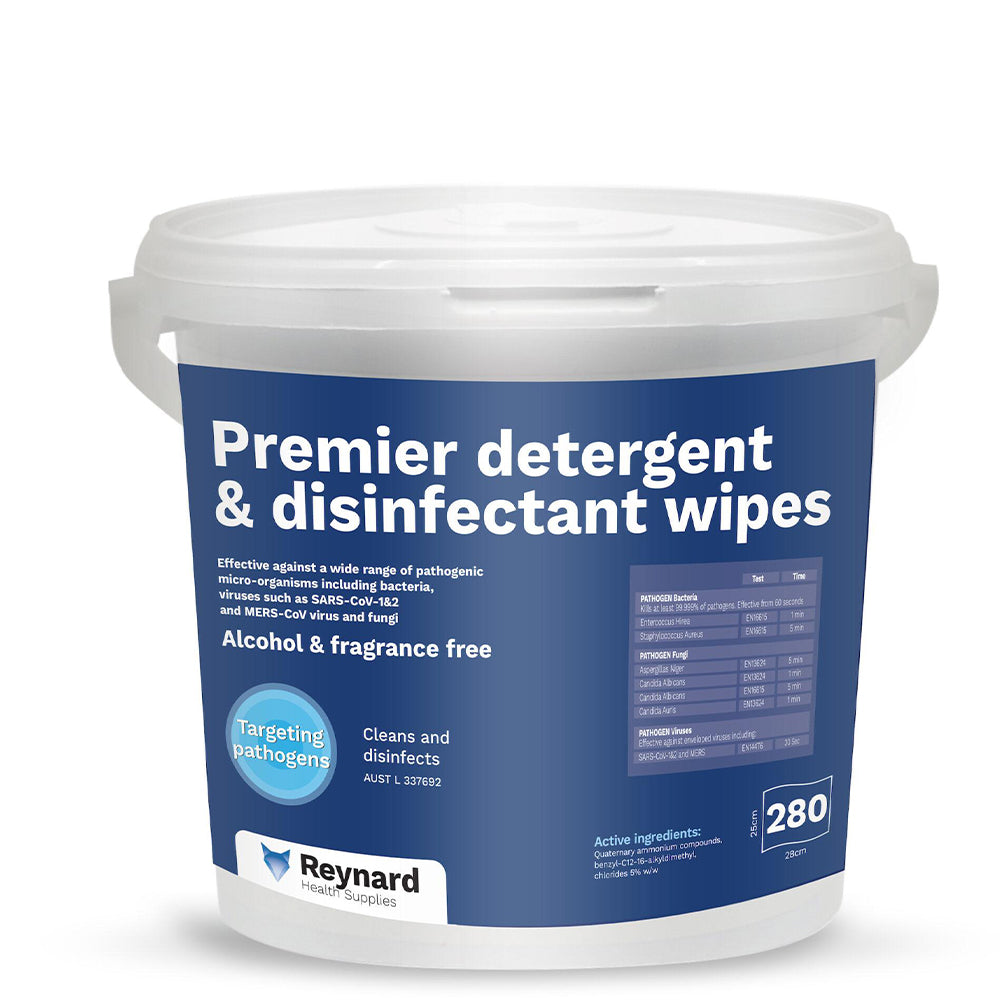 Reynard Premier Detergent & Disinfectant Wipes Tub 25x28cm