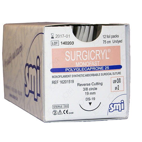 SURGICRYL Monofast 5/0 Rc 3/8 Circ Ds 19mm  45cm Undyed