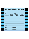 Small IntraVENOUS Label 60x50mm Black on Blue Paper - Roll/500