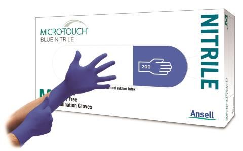ansell micro-touch blue nitrile examination gloves