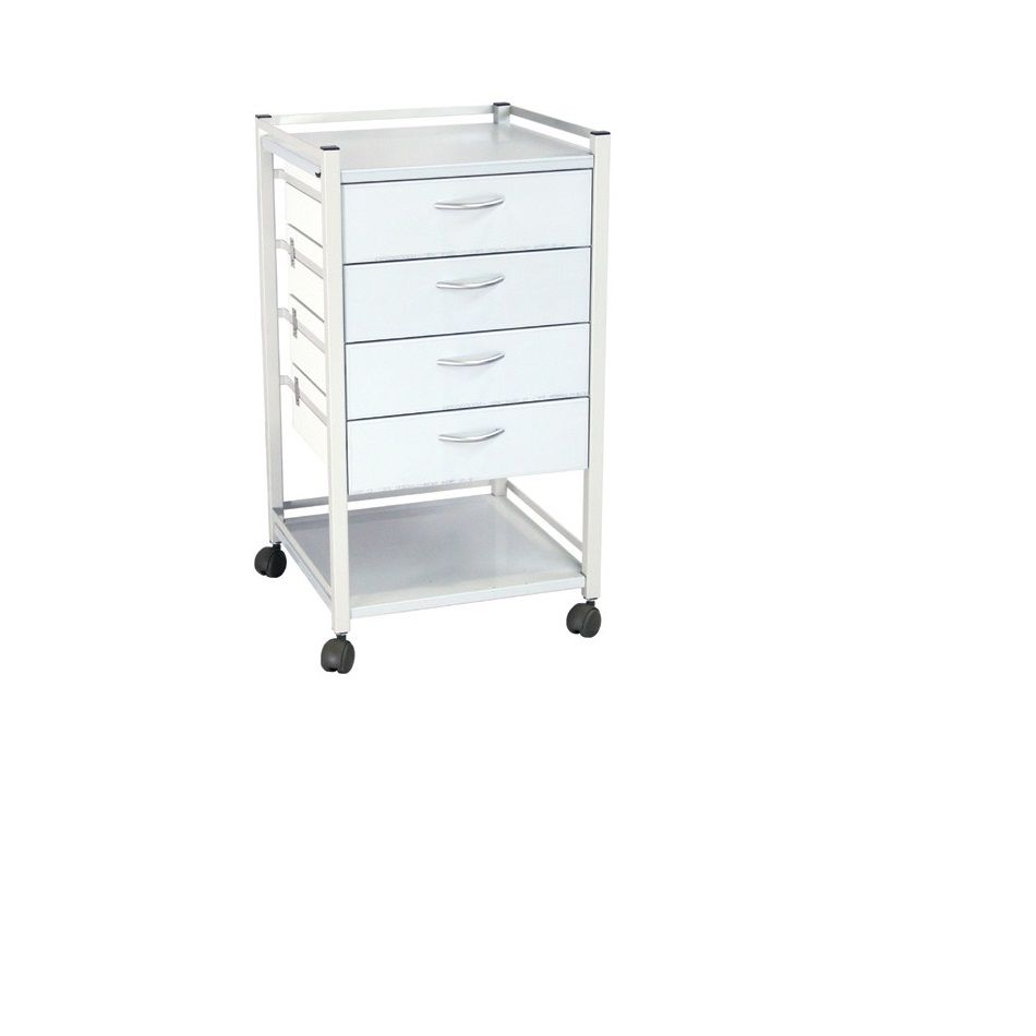 fortress powder coated series instrument trolley / 4 drawer / 490x490x900mm