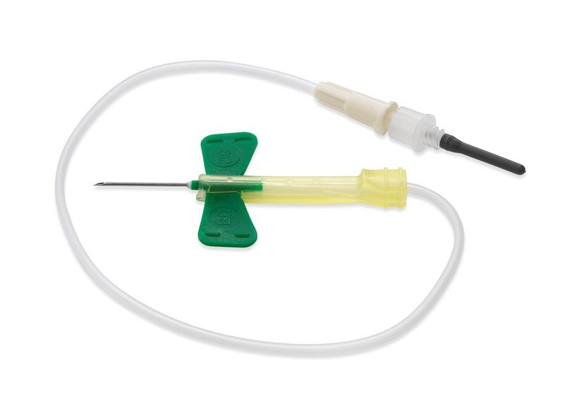 bd safety-lok blood collection set / 21g (0.8mm) / 19mm length / 305mm tube length / with luer adapter / green /  box of 50