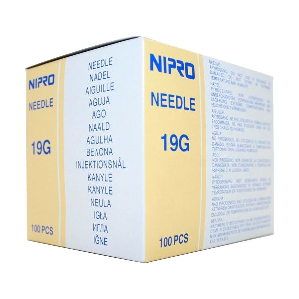 needle nipro hypo / 19g x1-1/2 38mm / box of 100