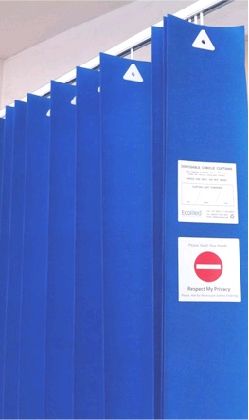 cubicle curtain disposable / 6m / blue / 2m drop / pack of 6