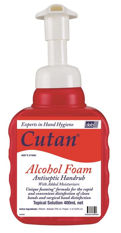 cutan foam hand sanitiser / 400ml / pump / bottle