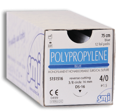 smi polypropylene 3/8 circle sutures