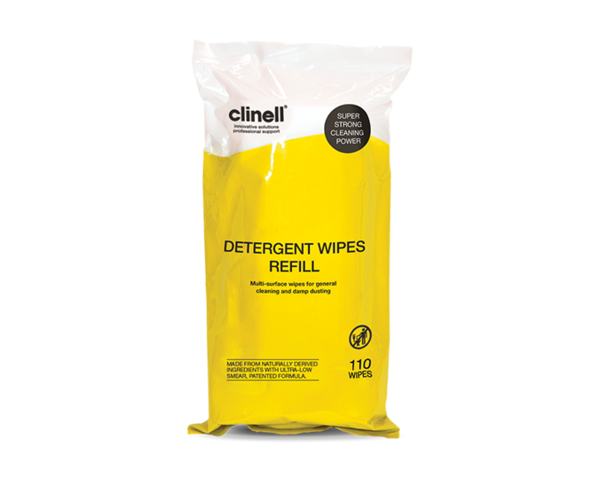 clinell multi-surface detergent wipes bucket refill / pack of 110