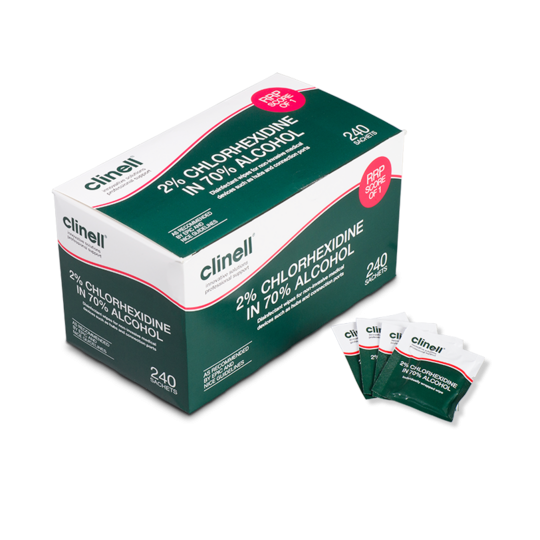 clinell 2% chlorhexidine in 70% alcohol disinfectant wipes / pack of 240