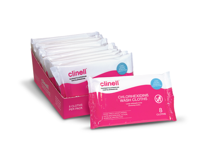 clinell chlorhexidine wash cloths / pack of 8